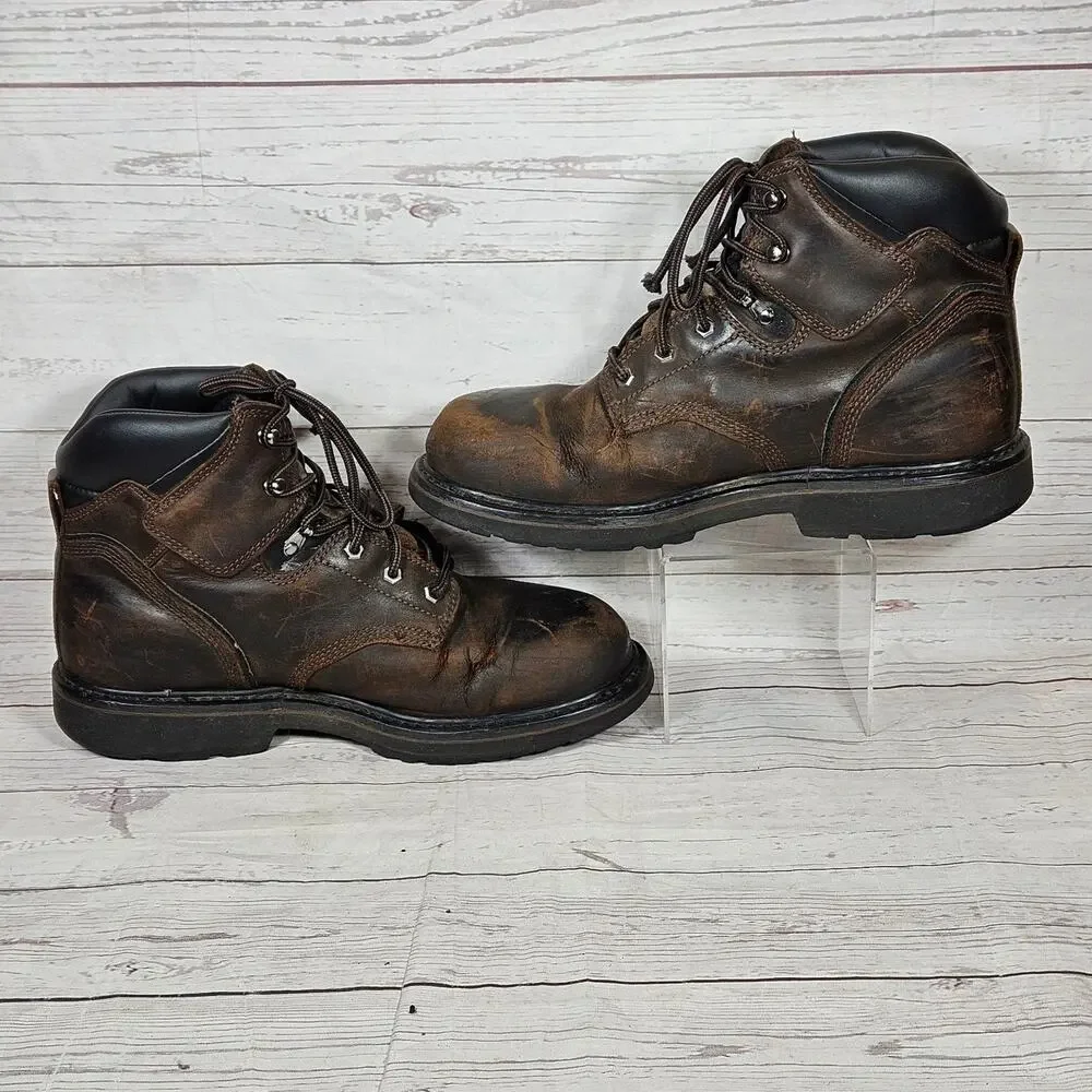 Timberland PRO Pit Boss Men's Brown Soft Toe Work Boots US 11M *Cracked Leather